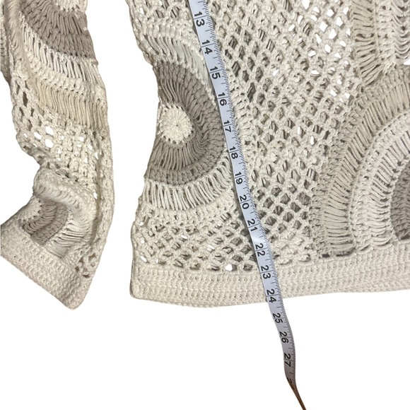 Sigrid Olsen Crochet Knit Sweater Top Medium Cream Boho Festival Coverup - Picture 5 of 6